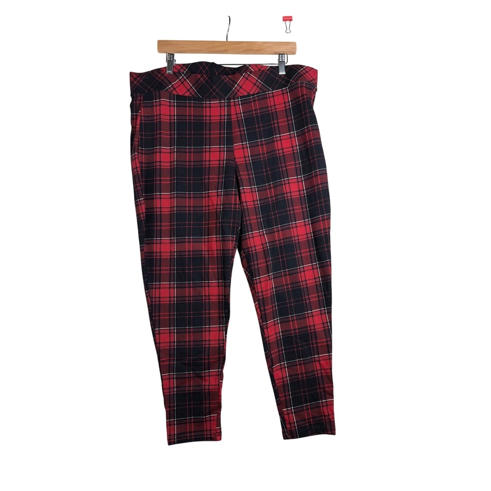 Torrid Checkered/Plaid Elastic Waist Pants size 3X Black/Red